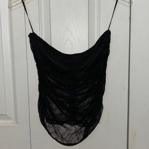 Black Lace Strapless Top